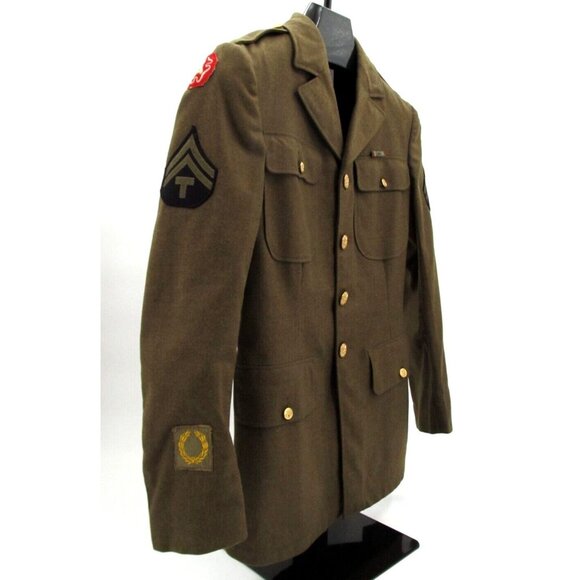 WWII US Army Air Corp Wool Jacket Olive 9th Army Utah Beach Northeast Europe 35L - Picture 2 of 15